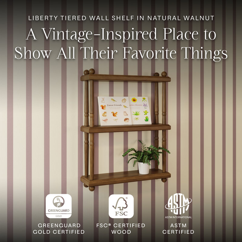Liberty Tiered Wall Shelf, Natural Walnut