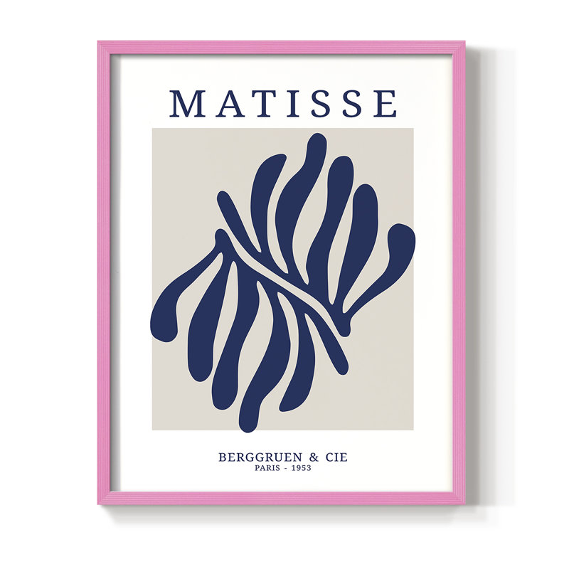 Matisse CDXII, reproduction encadrée - bois massif, H 10 po x l 8 po, Cadre photo rose simple
