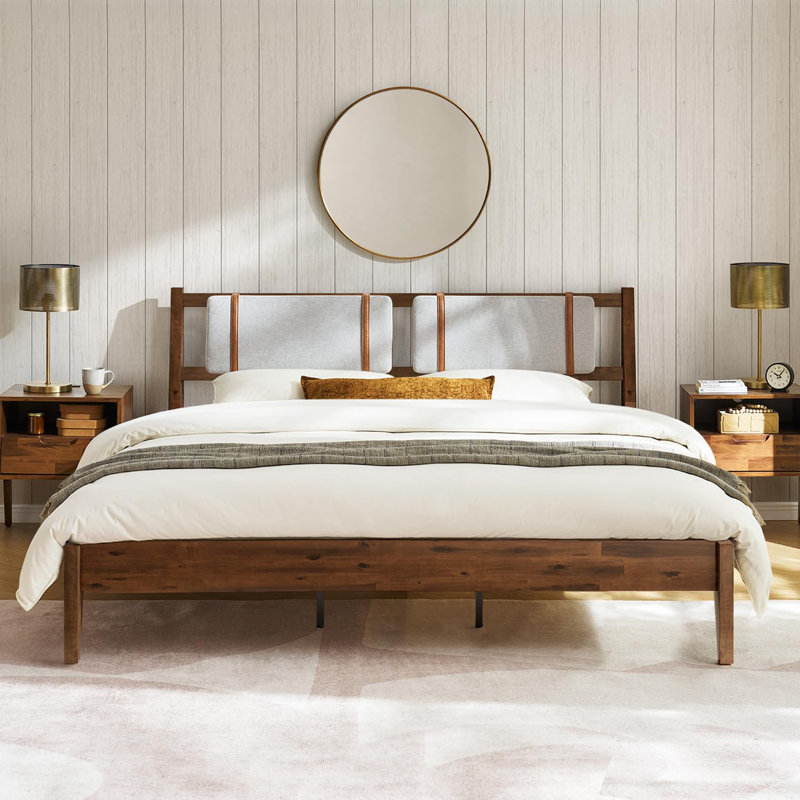Faheemah Ted Bed, Walnut, King Upholstered