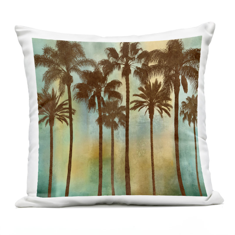 Coussin d'extérieur imprimé Looming Palms on Gradient Design par John Seba