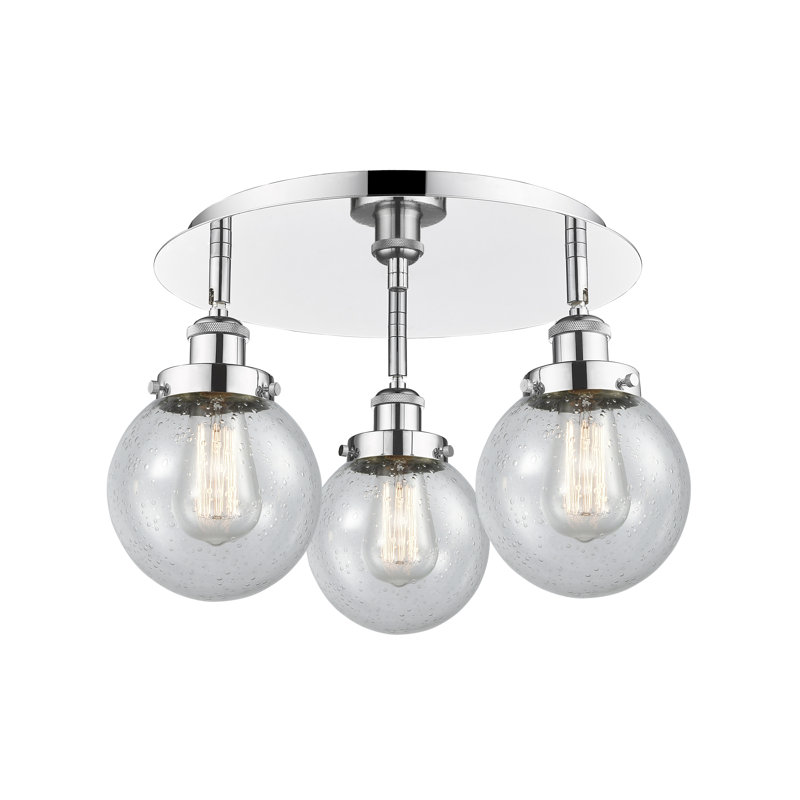 Alphonsa Glass Flush Mount, Seedy, Polished Chrome