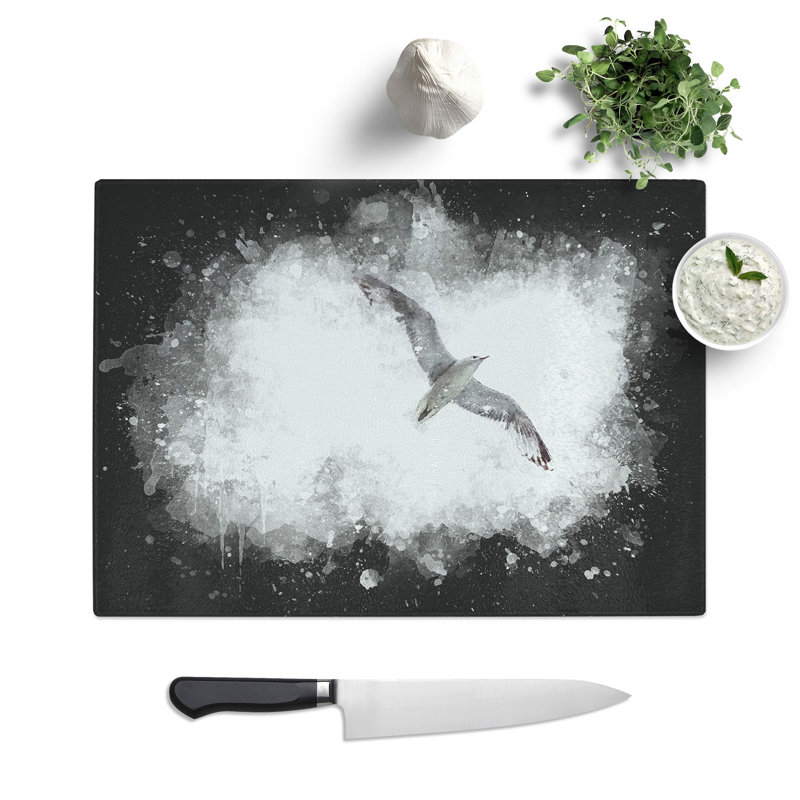 Tempered Glass Flying Seagull Chopping Board, 28.5 cm x 39 cm