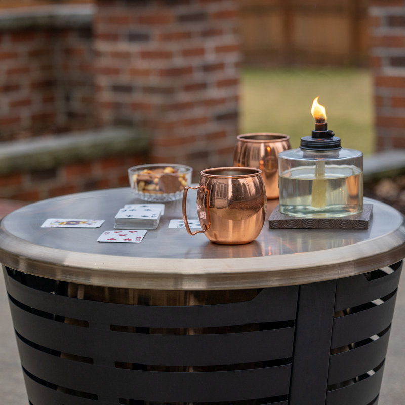 Gold Round Stainless Steel Patio Fire Pit Tabletop Cover