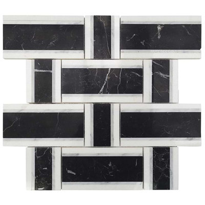 Esplanade 13x13 Basketweave Polished Marble Mosaic Tile