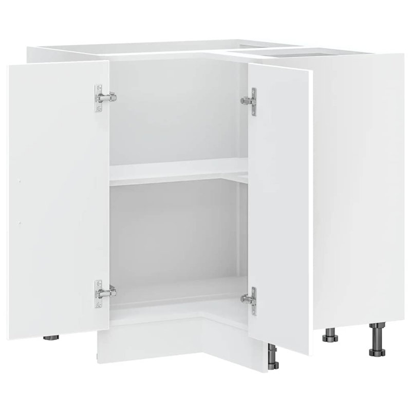 Kitchen Corner Base Cabinet Lucca High Gloss Engineered Wood, White