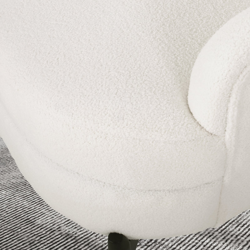 Fauteuil demi-tonneau avec accoudoirs encastrés 32,48 po, Polyester blanc