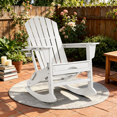 Plastic/Resin Folding and Rocking Adirondack Chair with Ottoman