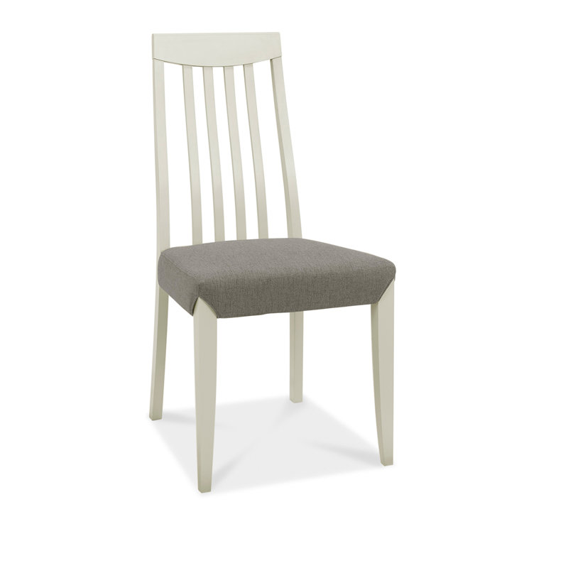 Izzie Upholstered Slat Back Side Chair, Grey, White