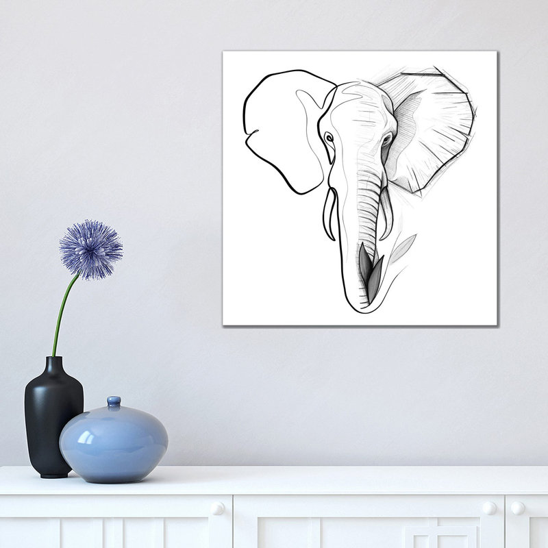 Distinct Elephant 1 Piece Wrapped Canvas Wall Art, 45.72cm H x 45.72cm W