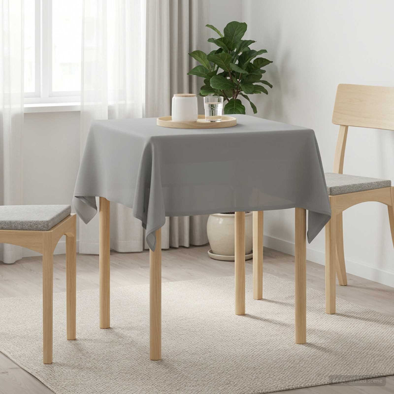  Table Cloth Plain Polyester Cover Fabric Tablecloth Kitchen Dining for, Light Grey, 90 cm L