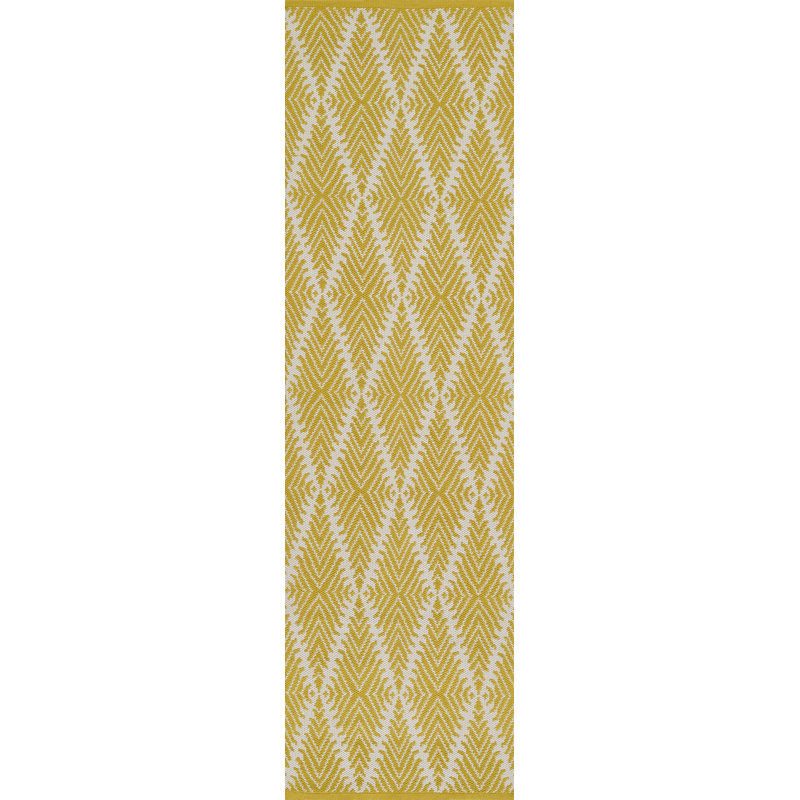 River Geometric Handmade Flatweave Orange Area Rug, Runner 2'3" x 8', Yellow