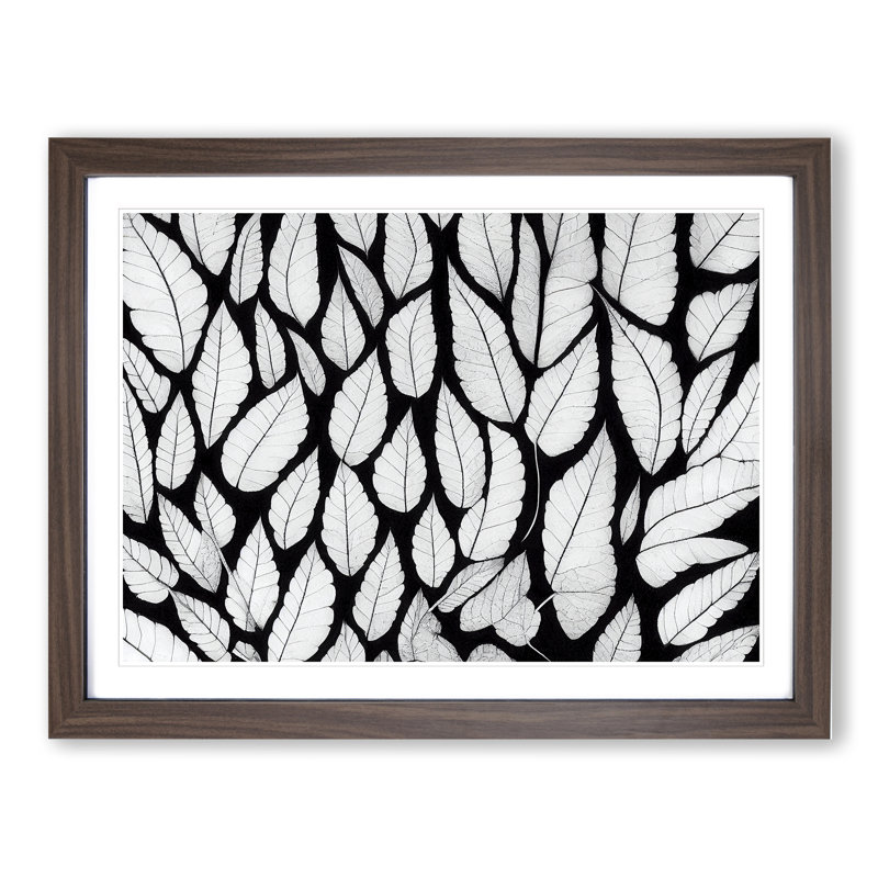 Flourishing Leaf - Single Picture Frame Painting, 25cm H x 34cm W x 2cm D, Walnut