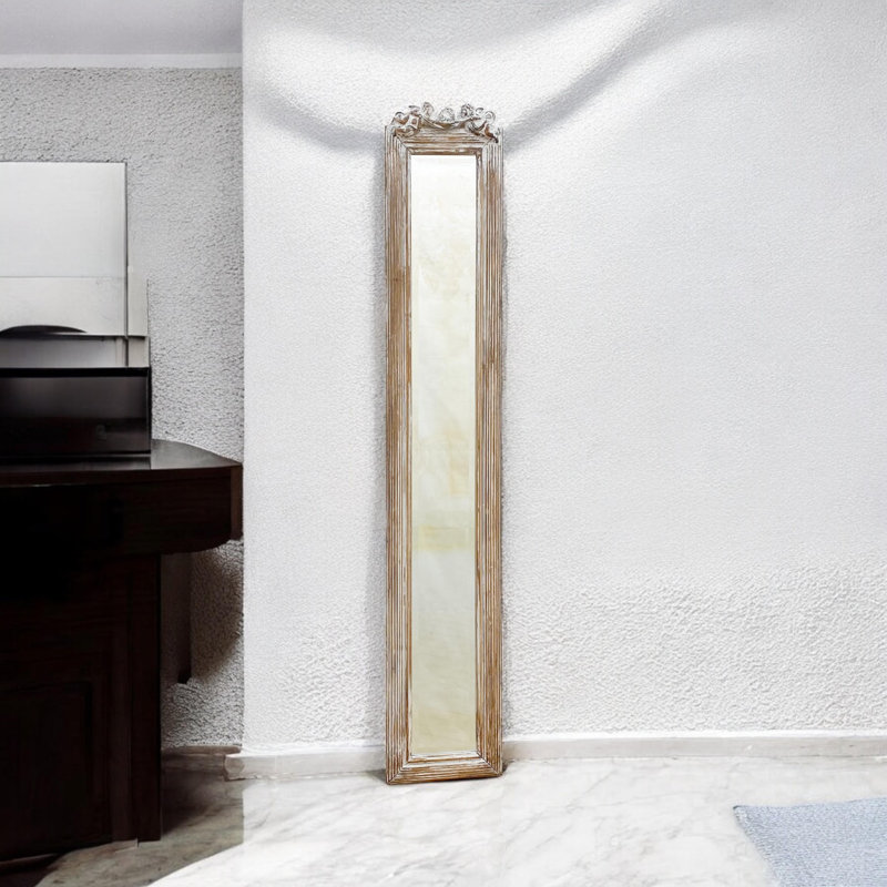 Modern Lida Skinny Full Length Mirror – Stylish & Decorative Wall Mirror for Bedroom, Hallway, or Dressing Room, Washed White