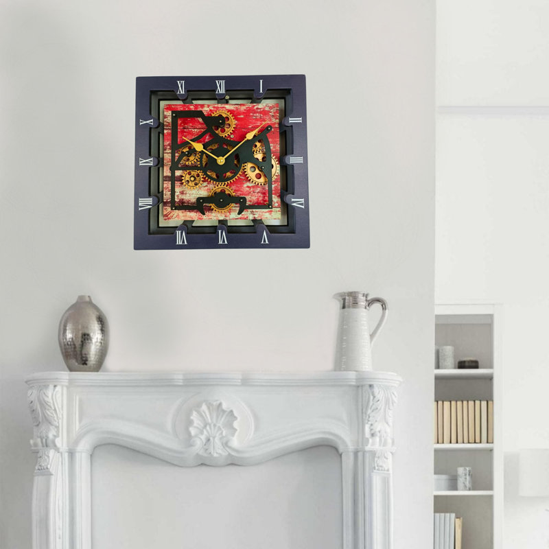 Solid Wood Wall Clock, Red/Lava
