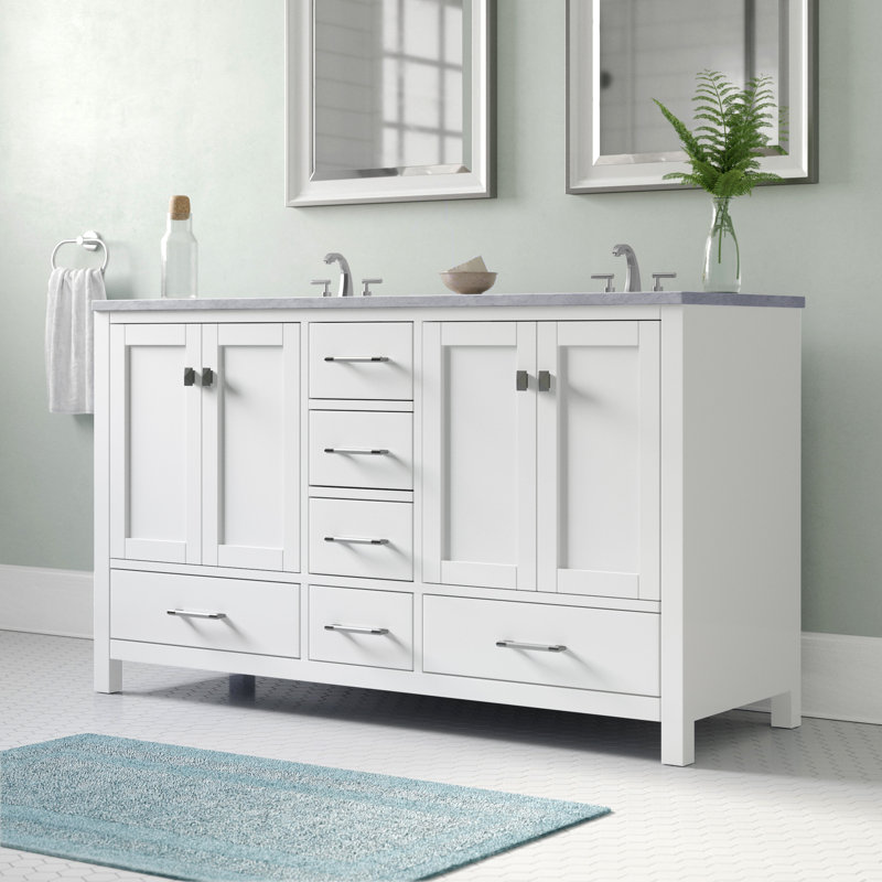 Base de meuble-lavabo double 59,2 po Zaair, Blanc