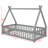 Modern Tent-Shaped Teepee Floor Bed With Guardrails, Slats And Door-440176186-440176184