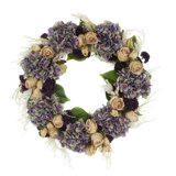 24'' Fall Wreath with Antique Roses and Hydrangeas
