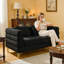 Canapé modulaire 60 pouces 2 places, canapé modulaire en tissu Comfort Teddy, assise douce avec 2 coussins pour le salon, la chambre à coucher, le bureau, noir-1528907932