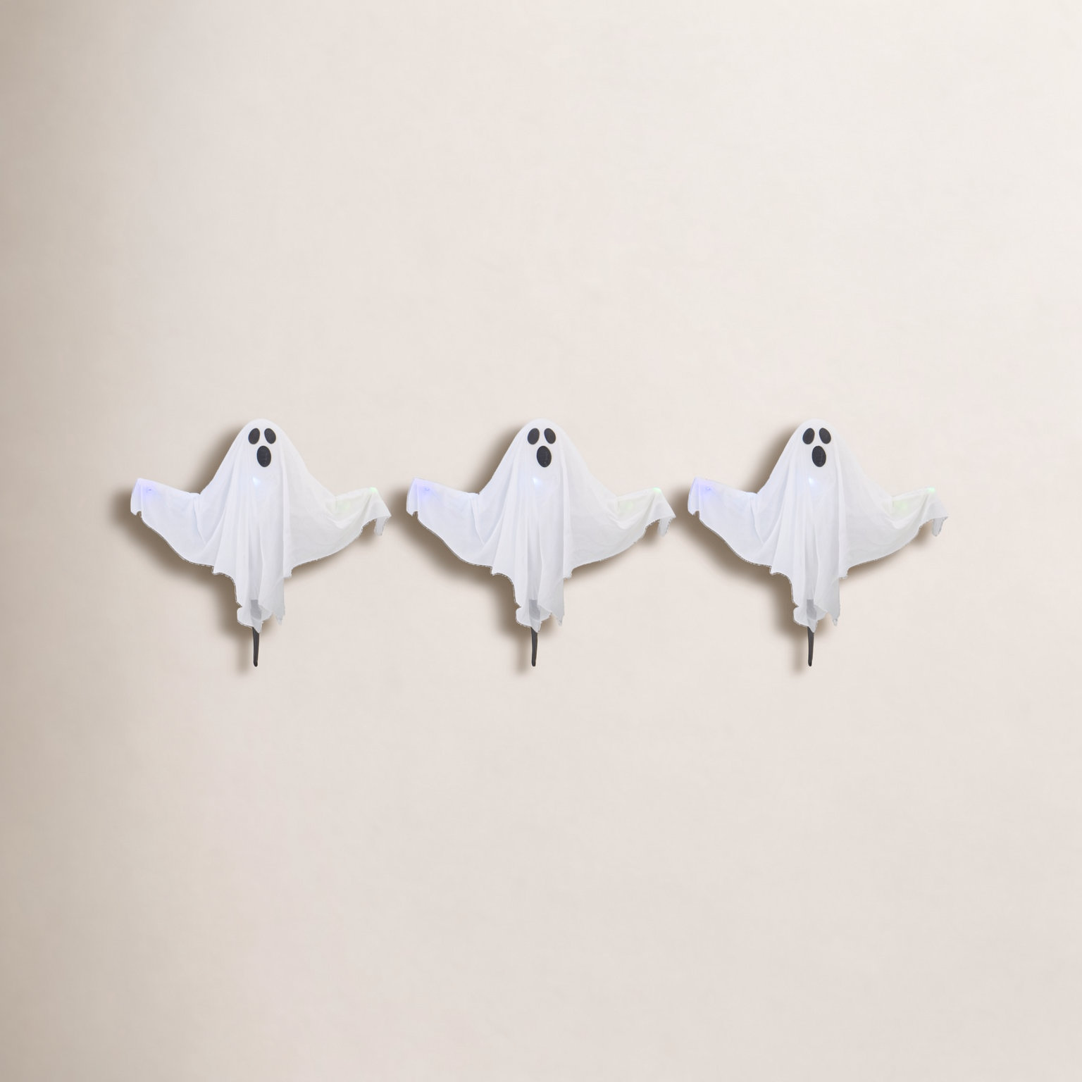 20" Lighted White Ghost Halloween Lawn Stakes