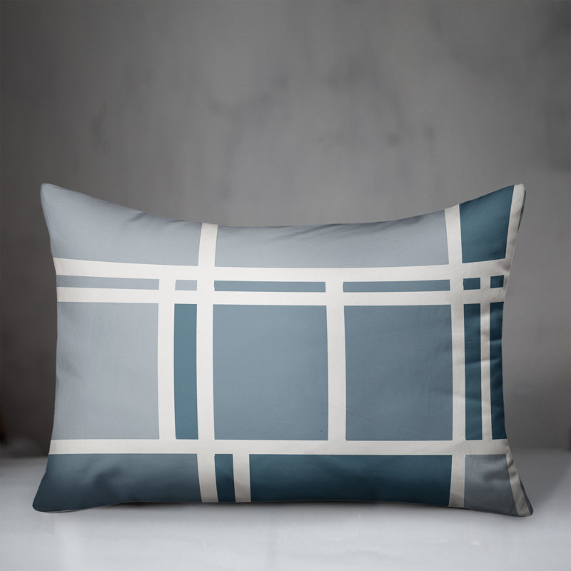  Coussin intérieur / extérieur géométrique, Bleu