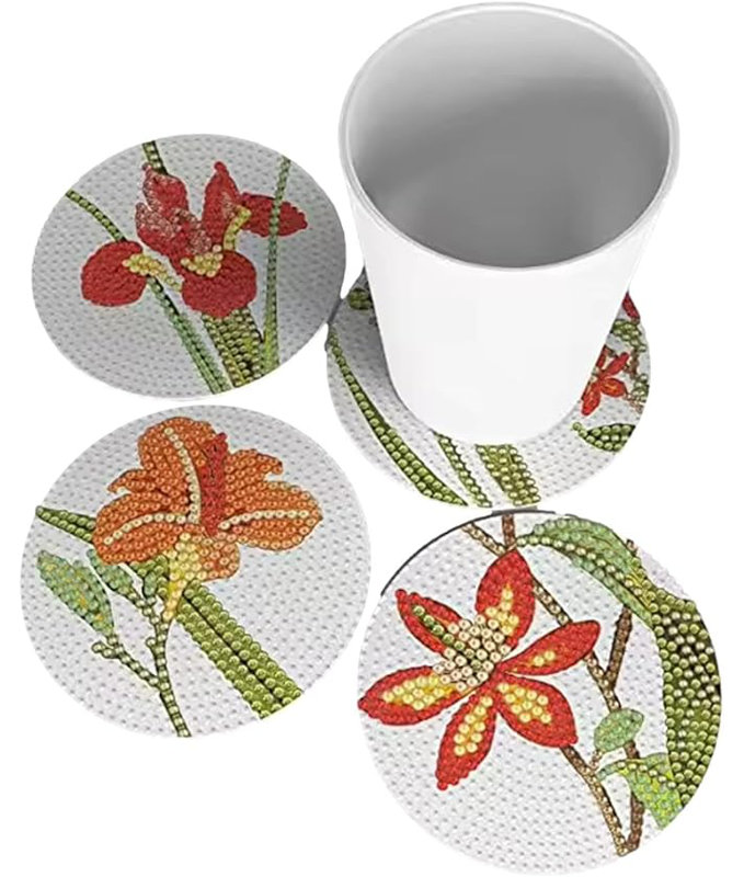 Set of 9 5D Diamond Painting Coasters Flower Coasters DIY Floral Diamond Painting Coasters Kit