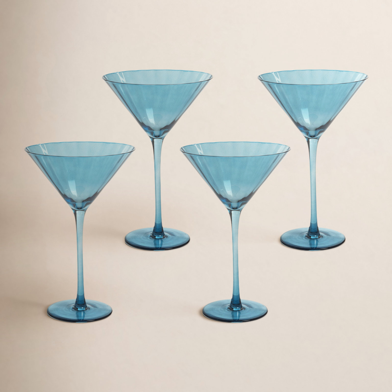Boulder Ribbed Martini Glass, Blue Azure