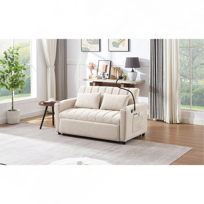 Convertible Sofa 55.9" Bed Loveseat Sofa With Three USB Ports