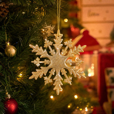 Acrylic Ornament Glitter Powder Snowflake Hanging Ornaments. Multi Color Xmas Tree Snowflake Pendants For Holiday Party Home Decor