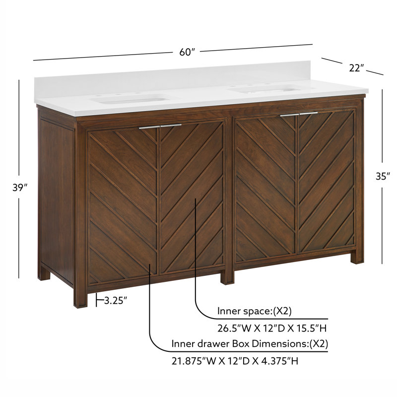 FLW Pregression 36 Wood Sink Vanity, 60