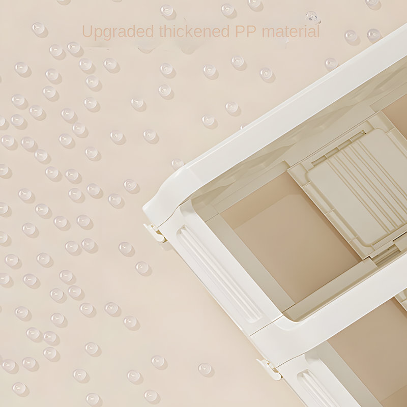 Cream-Coloured Plastic Shoe Rack With 8 Shelves, Movable Storage Cabinet For Home And Dorm