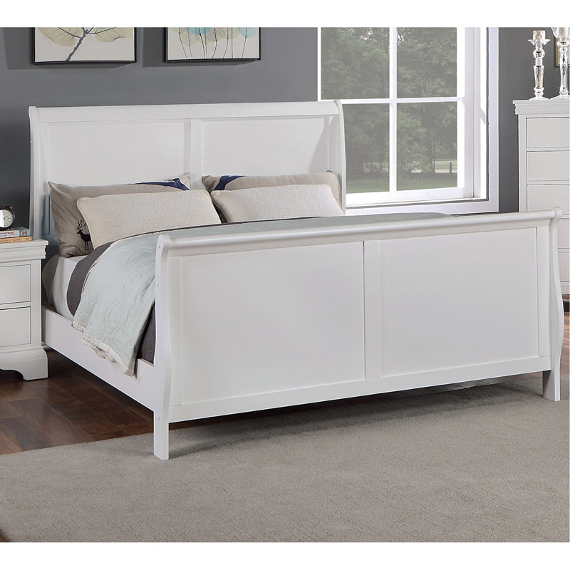 Cadre de chambre à coucher simple avec tête de lit et contreplaqué blanc, Lit simple