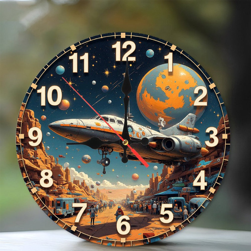 Spacecraft Desert Planet Clock Wall Decor