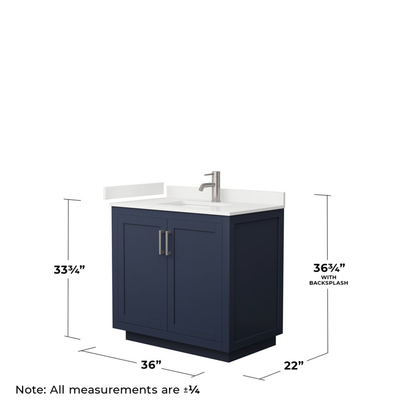 Miranda 36" Dark Blue Freestanding Bathroom Vanity with White Quartz Top