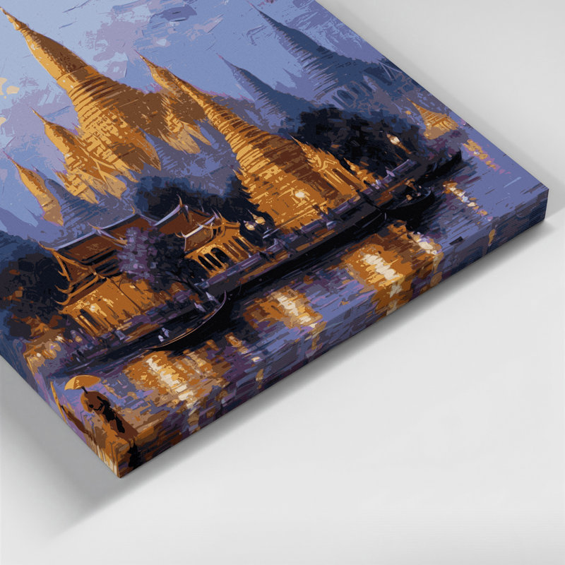 Cities Yangon Myanmar Brown Canvas Wall Art, 11" H x 14" W
