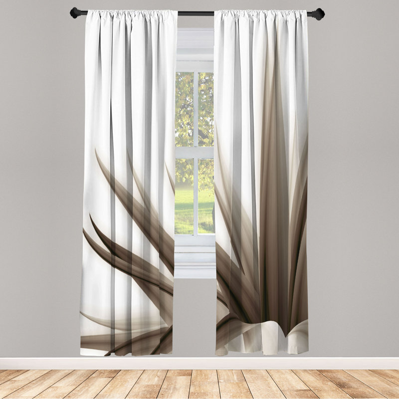 Microfiber Floral Semi-Sheer Rod Pocket Curtain Panels, 28" W x 63" L, Gray/White