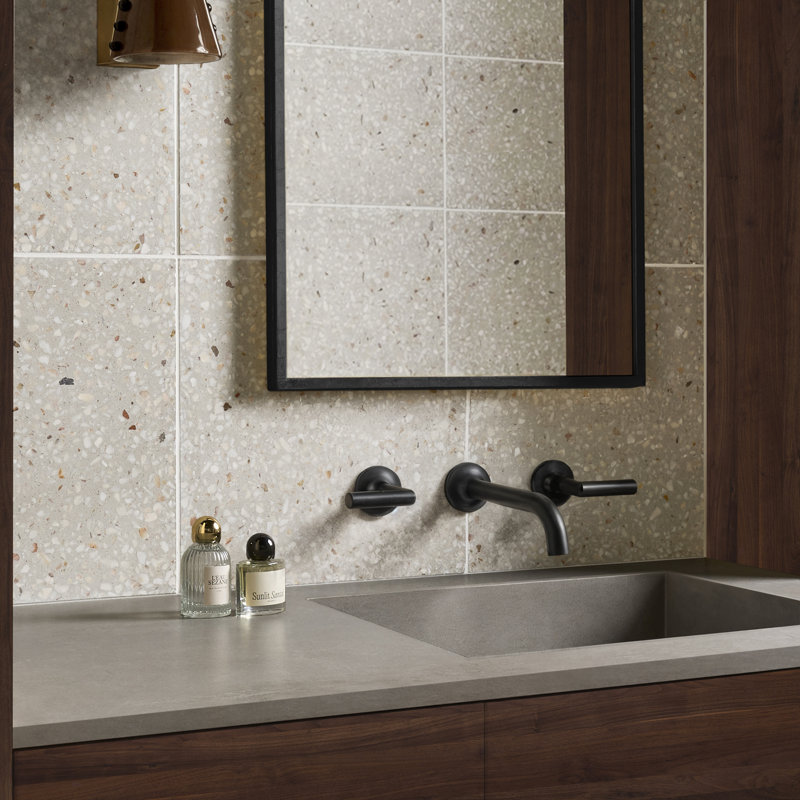 True Terrazzo 16x16 Polished Terrazzo Tile, Dove Gray
