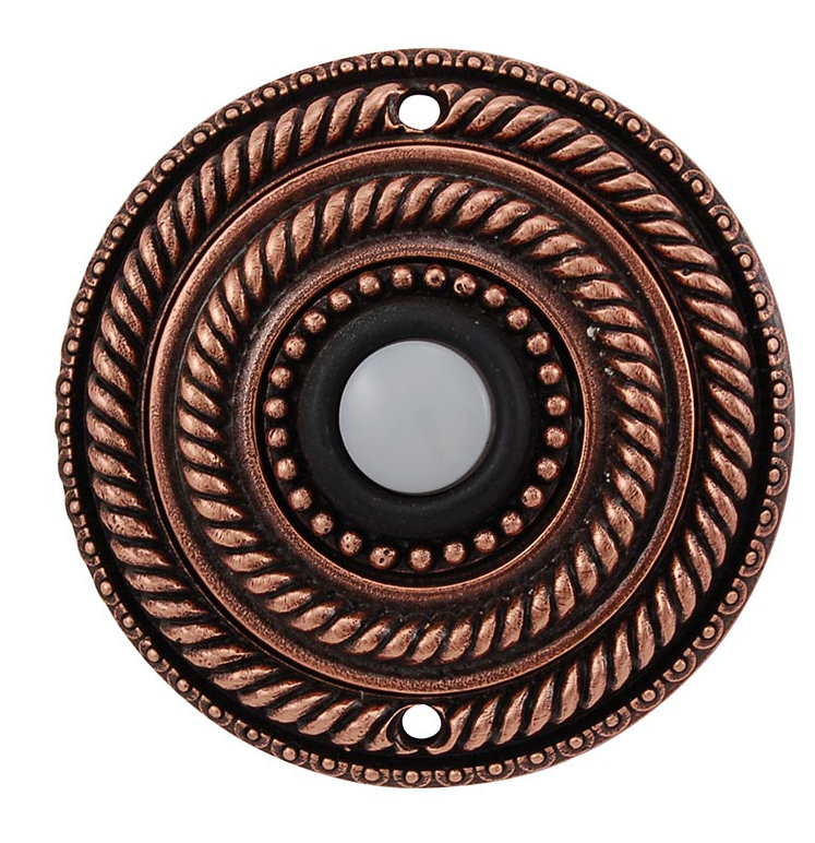 Sanzio Push Button Doorbell, Antique Copper