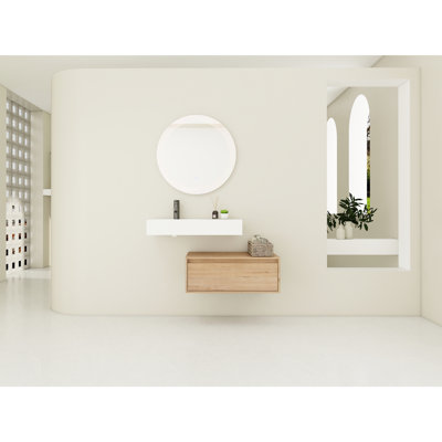 Armoire de rangement pour salle de bain avec lavabo en résine - Solution de rangement moderne