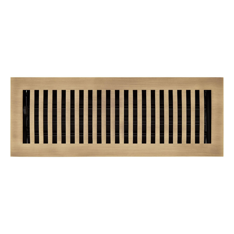 Brass Floor or Wall Register, 3" H x 5.25" W x 11.31" L, Antique Brass