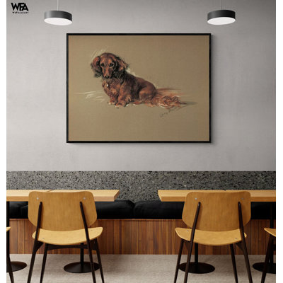 Small Dachshund Artwork Painting Print, Brown Dachshund Puppy Toddler Pet Theme Bedroom Art, Cute Doggy Artwork Print