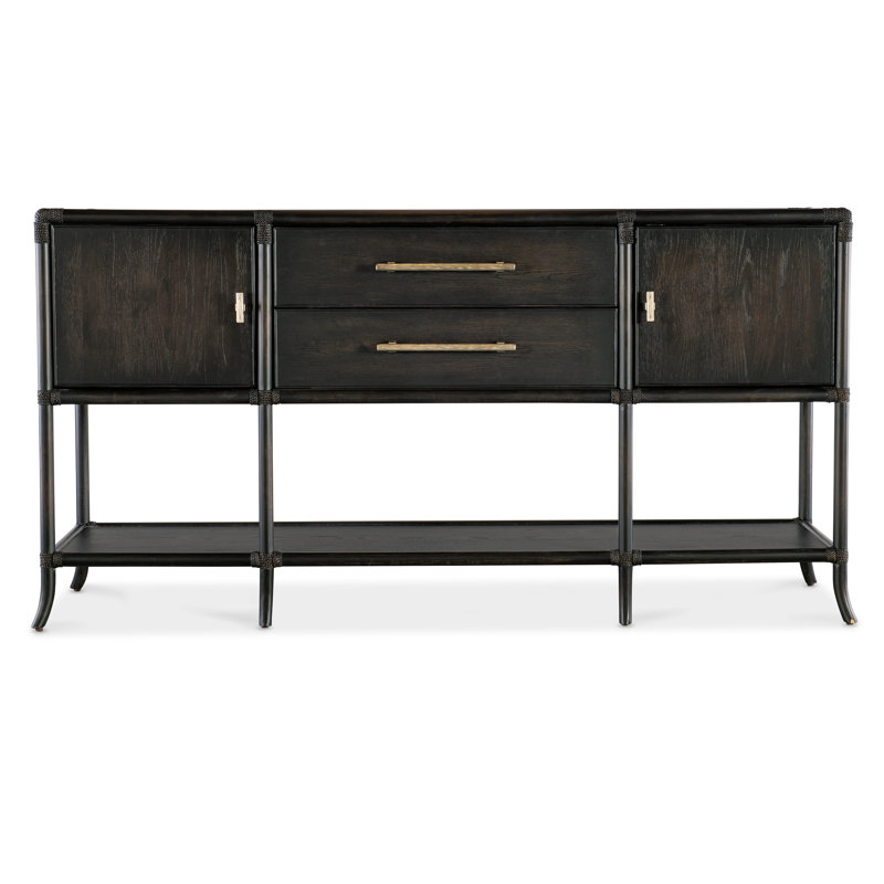 Retreat Pole Rattan Sideboard, Dark Wood/Black Sand