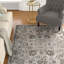 Tapis à motif de treillis floral vieilli Hx 5 x 8 en bleu argenté, beige et brun par Modway-27259047