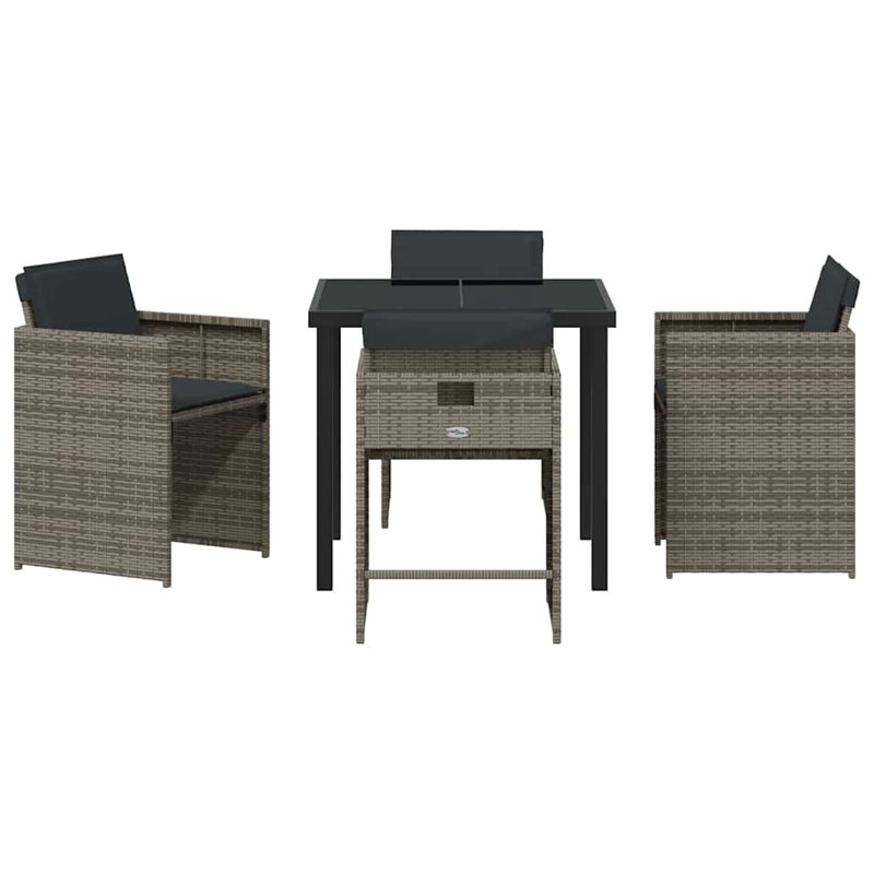 4 - Person Patio Dining Set with Rectangular Table , Cushions Included, Light Grey, Grey