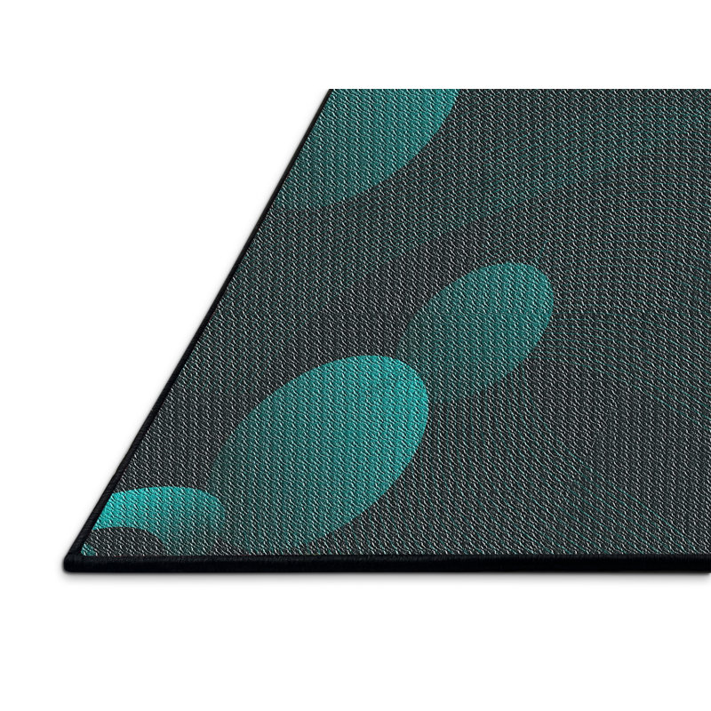 Laine tissée à la machine à motifs géométriques et polyester vert Tapis décoratif, Rectangle 8 pi x 10 pi