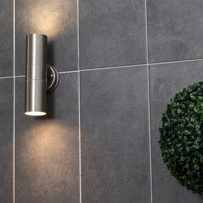 Manzer Chrome 2 - Bulb 22cm H Outdoor Armed Sconce with Dusk to Dawn