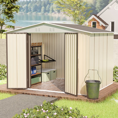 White Colour Outdoor Garden Shed Aluminum Alloy Frame With Hinge Door