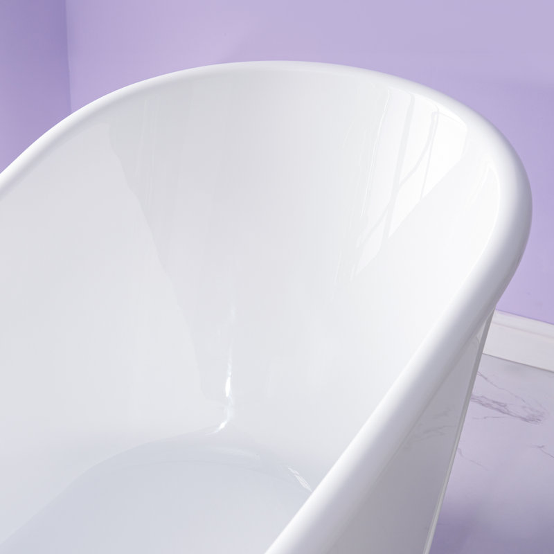 66'' W,68 GALLONS Freestanding Acrylic Soaking  Bathtub With Drain And Overflow Holes