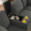 Canapé modulaire en L en chenille avec console centrale mobile, rangement, porte-gobelets et USB-796383571