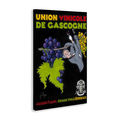 Antique Grapes & Wine Poster Canvas Wall Art, design by Jean-Pierre Got