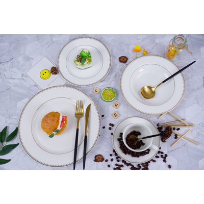 Service de vaisselle 20 pièces pour 4 personnes en porcelaine tendre